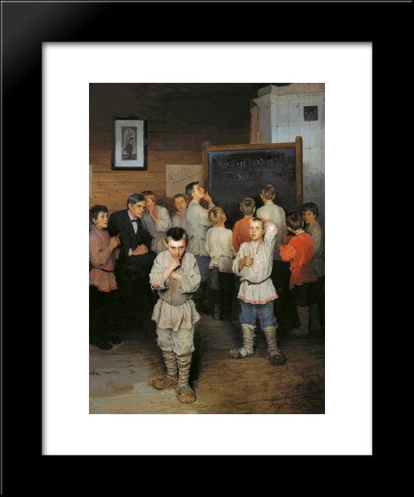 Mental Arithmetic. In The Public School Of S.Rachinsky 20x24 Black Modern Wood Framed Art Print Poster by Bogdanov Belsky, Nikolay
