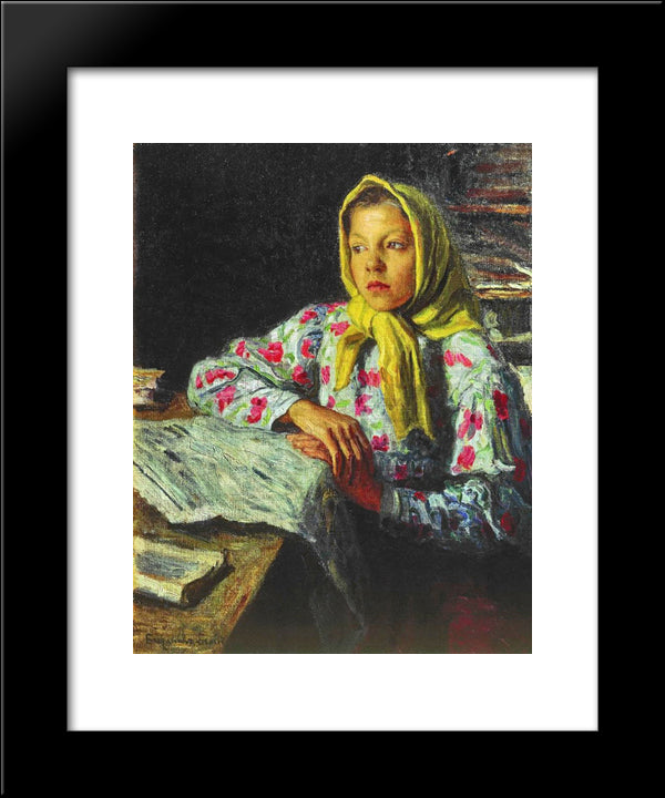 Portrait Of A Girl 20x24 Black Modern Wood Framed Art Print Poster by Bogdanov Belsky, Nikolay