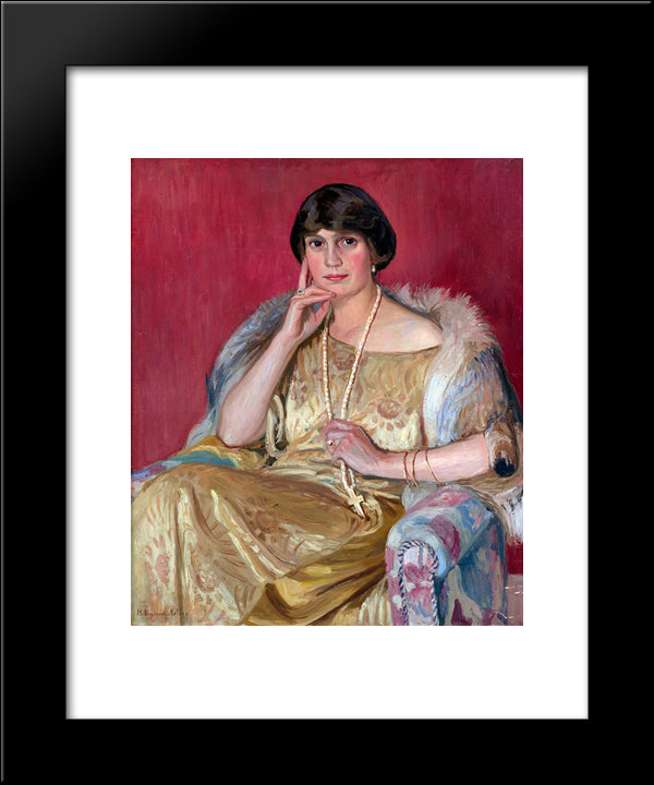 Portrait Of A Lady 20x24 Black Modern Wood Framed Art Print Poster by Bogdanov Belsky, Nikolay