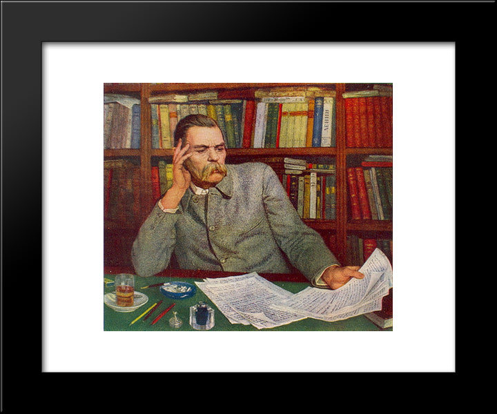 Portrait Of Maxim Gorky 20x24 Black Modern Wood Framed Art Print Poster by Bogdanov Belsky, Nikolay