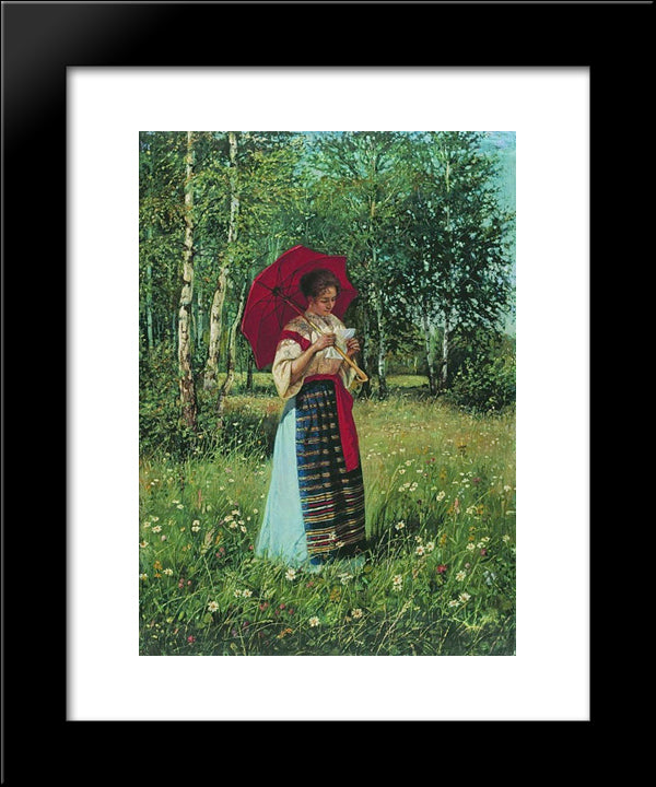 Reading The Letter 20x24 Black Modern Wood Framed Art Print Poster by Bogdanov Belsky, Nikolay
