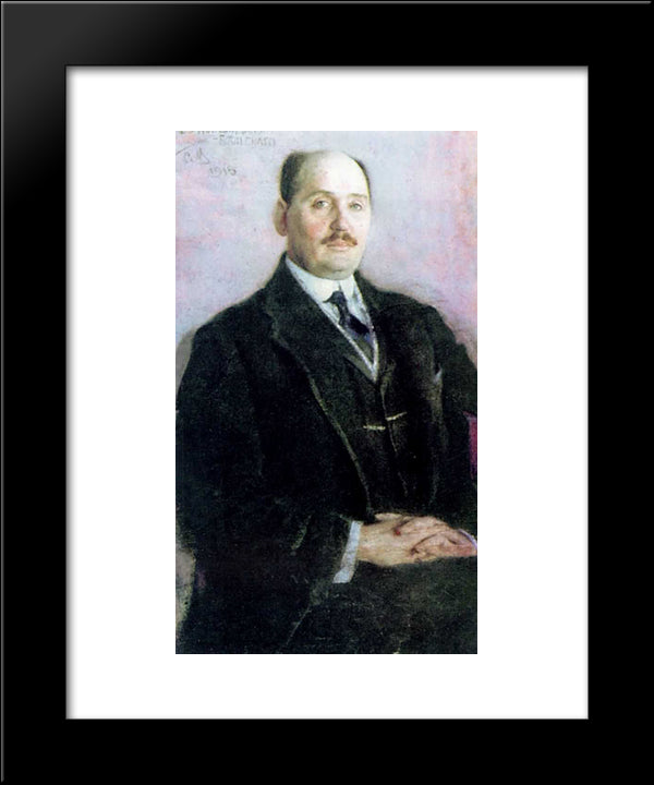 Self-Portrait 20x24 Black Modern Wood Framed Art Print Poster by Bogdanov Belsky, Nikolay