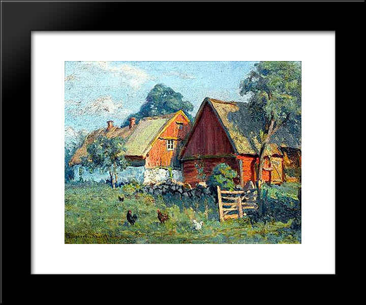 The Farm 20x24 Black Modern Wood Framed Art Print Poster by Bogdanov Belsky, Nikolay