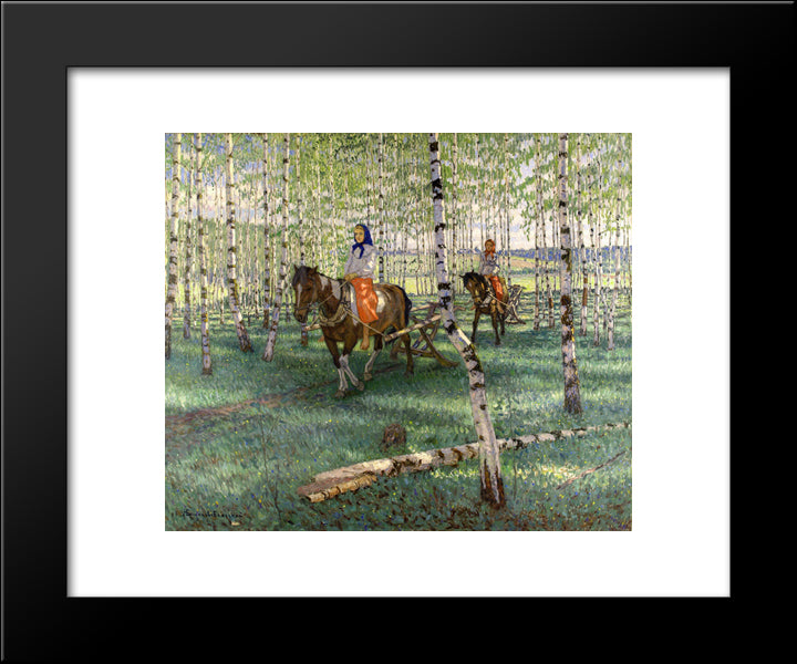 To Work 20x24 Black Modern Wood Framed Art Print Poster by Bogdanov Belsky, Nikolay
