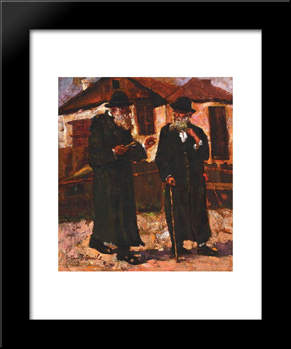 Jewish People Talking In Targu Cucu 20x24 Black Modern Wood Framed Art Print Poster by Bancila, Octav