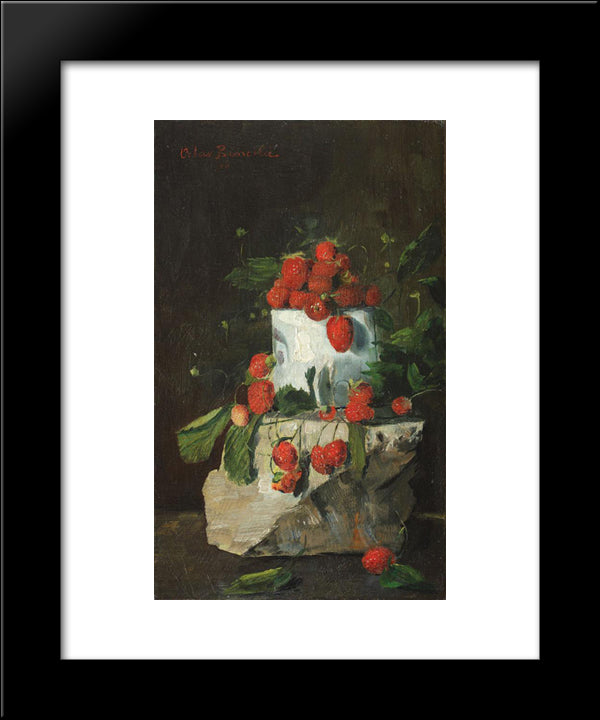 Strawberries 20x24 Black Modern Wood Framed Art Print Poster by Bancila, Octav
