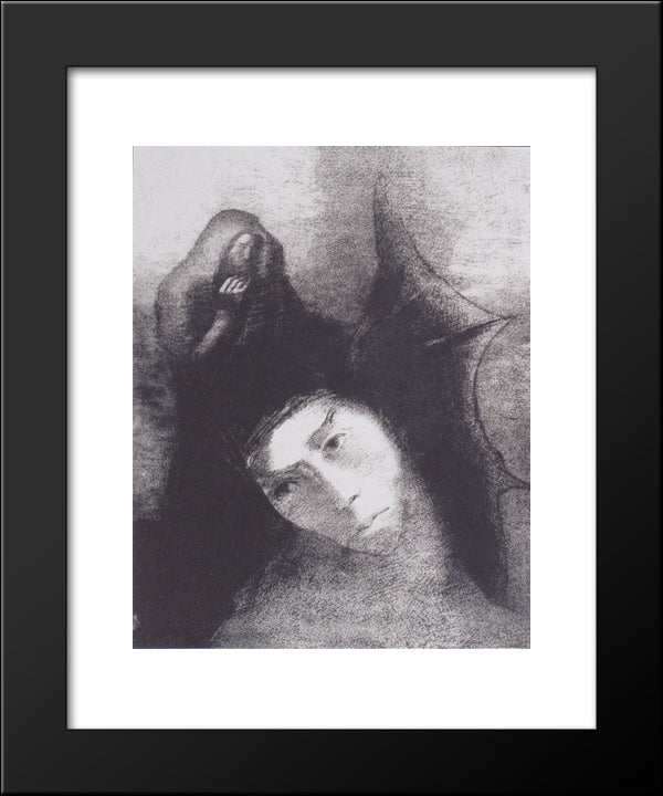 Anthony What Is The Point Of All This The Devil There Is No Point! (Plate 18) 20x24 Black Modern Wood Framed Art Print Poster by Redon, Odilon