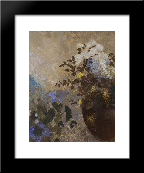 Flowers In A Black Vase 20x24 Black Modern Wood Framed Art Print Poster by Redon, Odilon