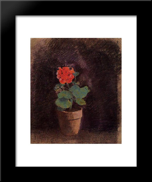 Geranium 20x24 Black Modern Wood Framed Art Print Poster by Redon, Odilon