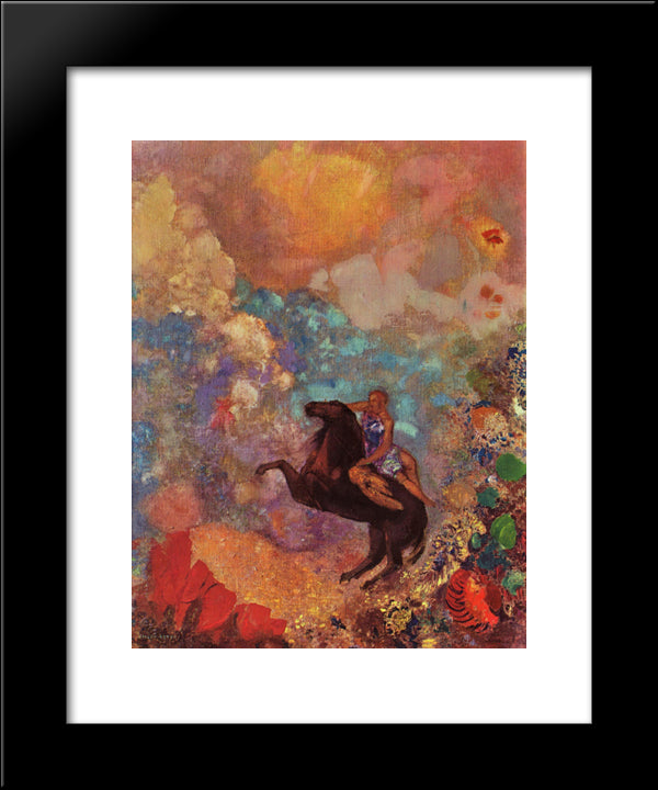 Muse On Pegasus 20x24 Black Modern Wood Framed Art Print Poster by Redon, Odilon