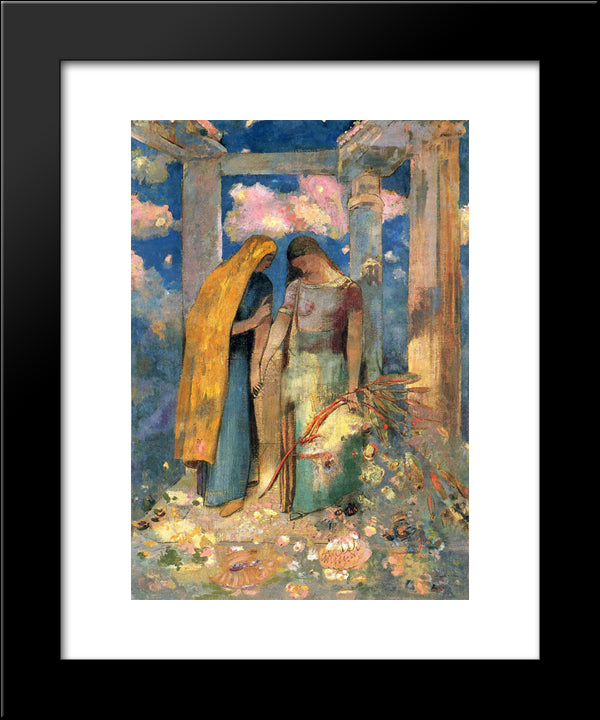 Mystical Conversation 20x24 Black Modern Wood Framed Art Print Poster by Redon, Odilon