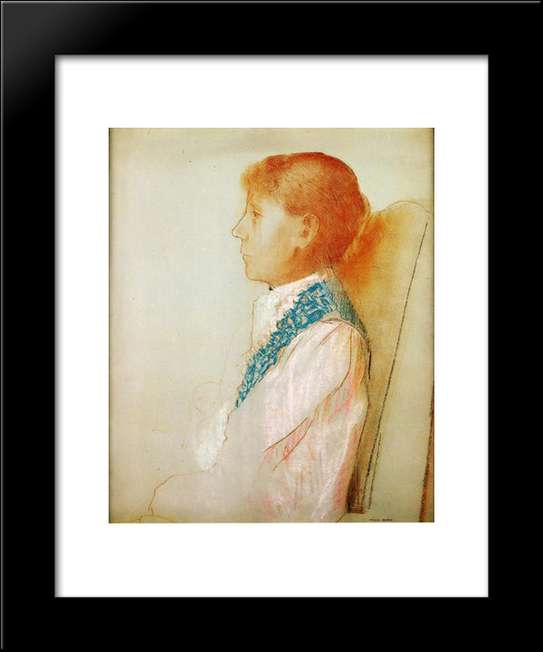 Portrait Of Madame Redon In Profile 20x24 Black Modern Wood Framed Art Print Poster by Redon, Odilon