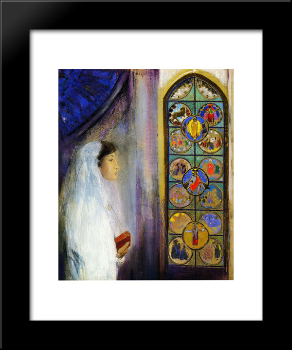 Portrait Of Simone Fayet In Holy Communion 20x24 Black Modern Wood Framed Art Print Poster by Redon, Odilon