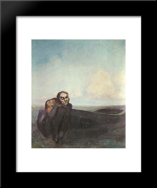 The Angel Of Destiny 20x24 Black Modern Wood Framed Art Print Poster by Redon, Odilon