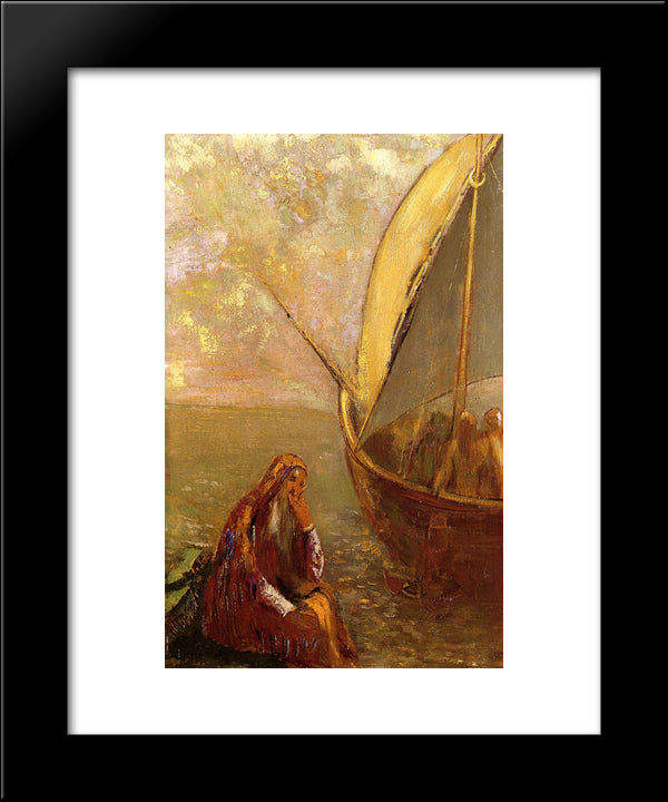 The Departure 20x24 Black Modern Wood Framed Art Print Poster by Redon, Odilon