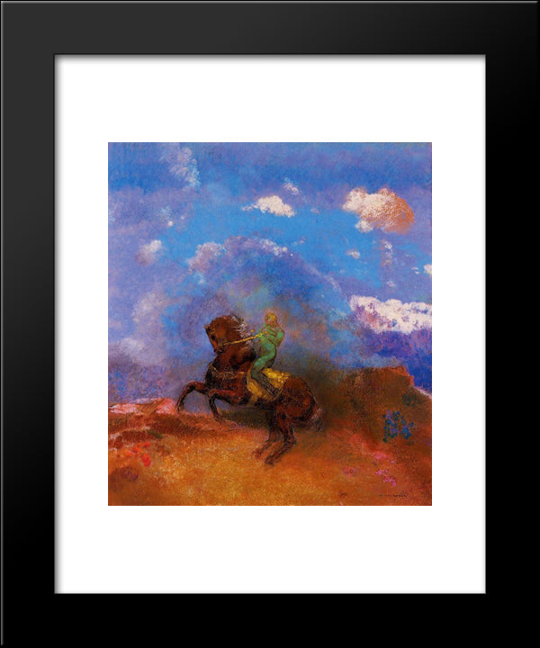 The Green Horseman 20x24 Black Modern Wood Framed Art Print Poster by Redon, Odilon