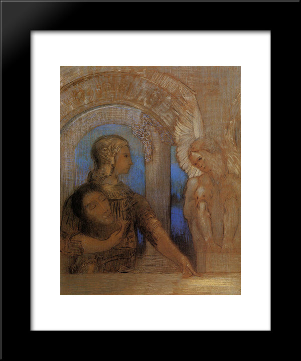 The Mystical Knight (Oedipus And The Sphinx) 20x24 Black Modern Wood Framed Art Print Poster by Redon, Odilon