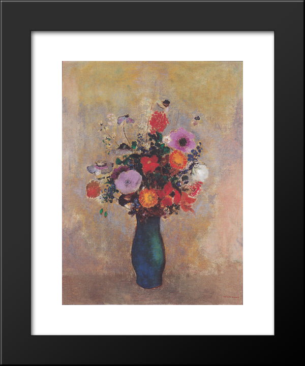 Wildflowers 20x24 Black Modern Wood Framed Art Print Poster by Redon, Odilon