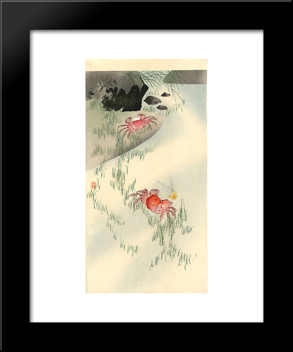 Crabs 20x24 Black Modern Wood Framed Art Print Poster by Koson, Ohara