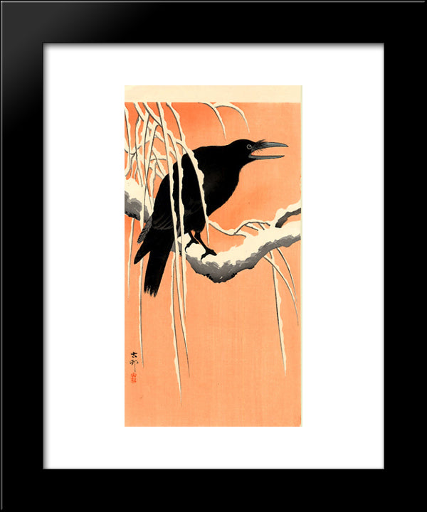Crow 20x24 Black Modern Wood Framed Art Print Poster by Koson, Ohara