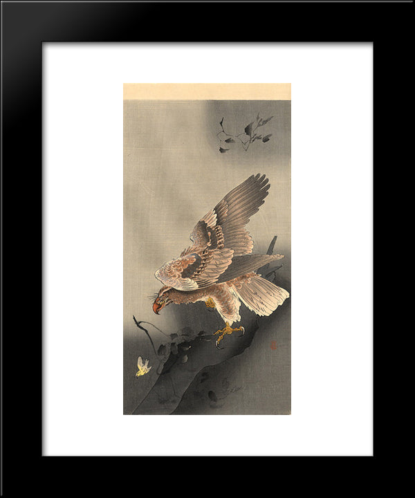 Swooping Eagle 20x24 Black Modern Wood Framed Art Print Poster by Koson, Ohara