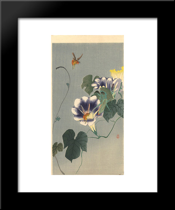 Wasps And Praying Mantis 20x24 Black Modern Wood Framed Art Print Poster by Koson, Ohara