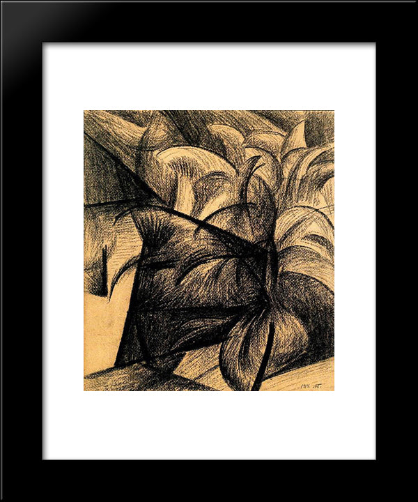 Abstraction 20x24 Black Modern Wood Framed Art Print Poster by Bogomazov, Oleksandr