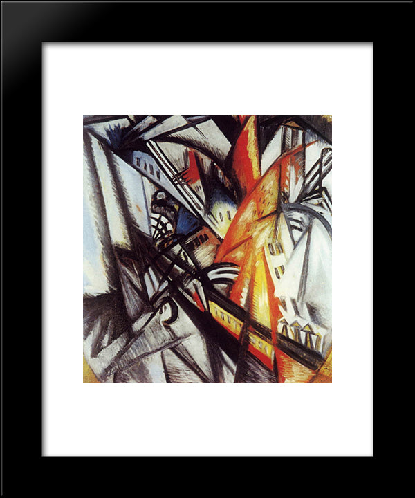 City On Fire 20x24 Black Modern Wood Framed Art Print Poster by Rozanova, Olga
