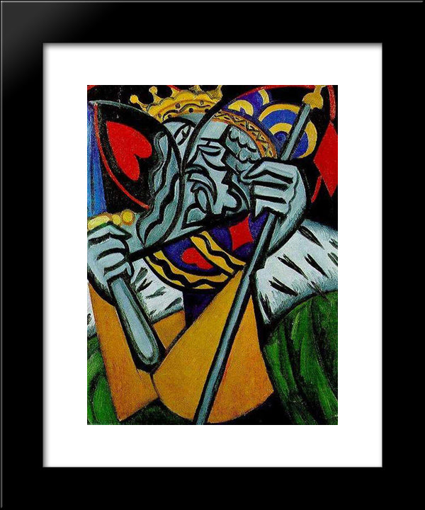 Simultaneous Representation Of A King Of Hearts And A King Of Diamonds 20x24 Black Modern Wood Framed Art Print Poster by Rozanova, Olga