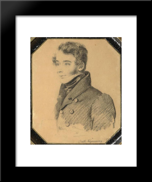 Portrait Of Young Man 20x24 Black Modern Wood Framed Art Print Poster by Kiprensky, Orest