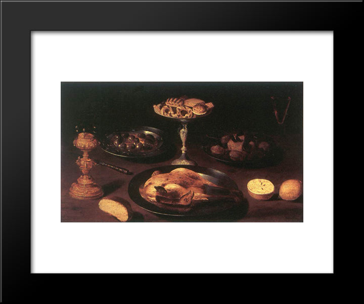 Still Life 20x24 Black Modern Wood Framed Art Print Poster by Beert, Osias