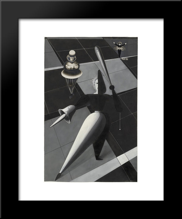 Figurines In Space Study For The Triadic Ballet 20x24 Black Modern Wood Framed Art Print Poster by Schlemmer, Oskar