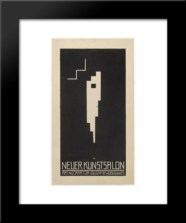 Poster For The Neuer Kunstsalon, Stuttgart (Plakat, Neuer Kunstsalon, Stuttgart) 20x24 Black Modern Wood Framed Art Print Poster by Schlemmer, Oskar