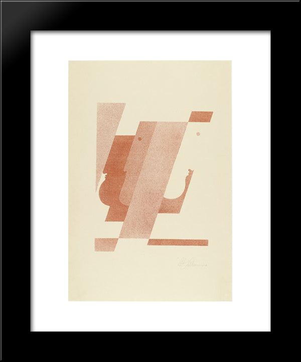 Three Vertical Profiles, One Pointing To The Right (Drei Profile In Senkrechten, Eines Nach Rechts) 20x24 Black Modern Wood Framed Art Print Poster by Schlemmer, Oskar