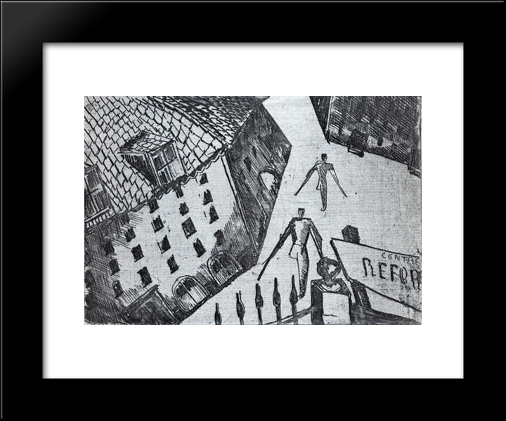 Barracks Clignancourt 20x24 Black Modern Wood Framed Art Print Poster by Zadkine, Ossip