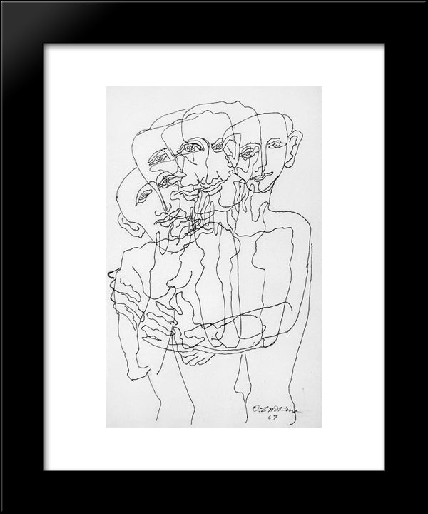 Group To The Four Faces 20x24 Black Modern Wood Framed Art Print Poster by Zadkine, Ossip