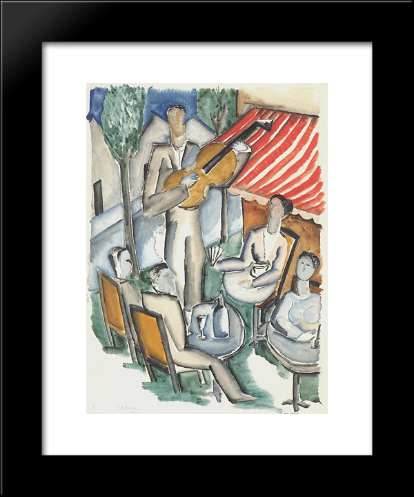 The Guitar Player 20x24 Black Modern Wood Framed Art Print Poster by Zadkine, Ossip