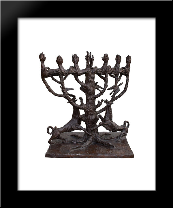 The Tree Of Life - Menorah 20x24 Black Modern Wood Framed Art Print Poster by Zadkine, Ossip
