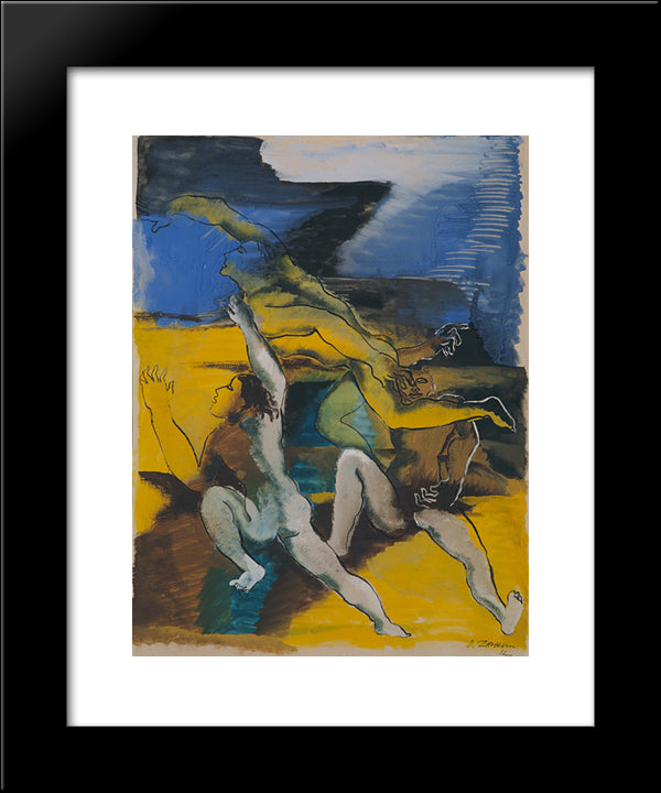 Three Personages 20x24 Black Modern Wood Framed Art Print Poster by Zadkine, Ossip