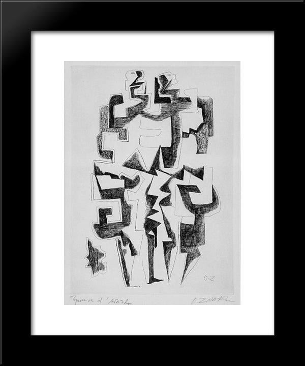 Twins 20x24 Black Modern Wood Framed Art Print Poster by Zadkine, Ossip
