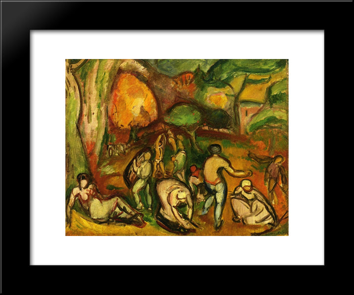 Figures In A Landscape 20x24 Black Modern Wood Framed Art Print Poster by Friesz, Othon