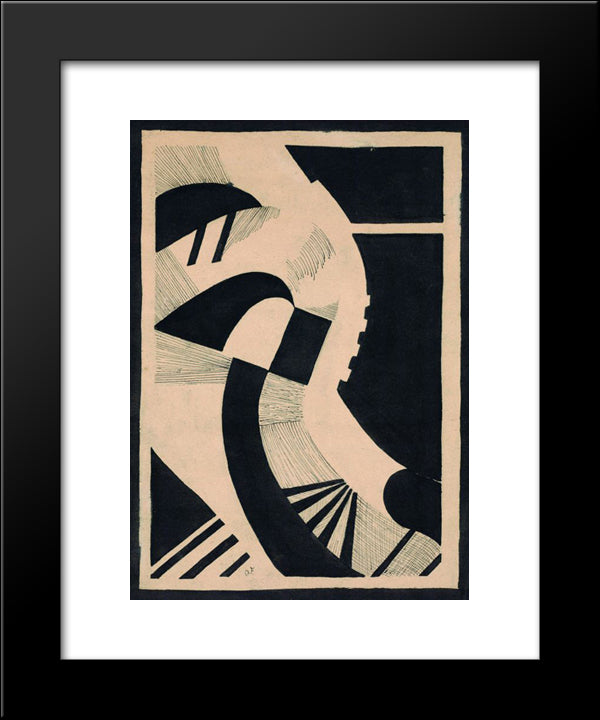 Komposition In Schwarz Und Weiss 20x24 Black Modern Wood Framed Art Print Poster by Freundlich, Otto