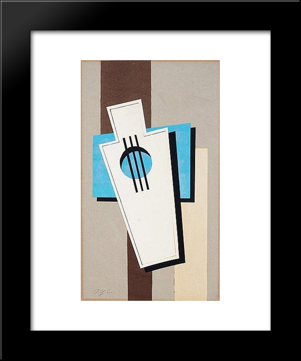 Composition With Music Instrument 20x24 Black Modern Wood Framed Art Print Poster by Carlsund, Otto Gustav