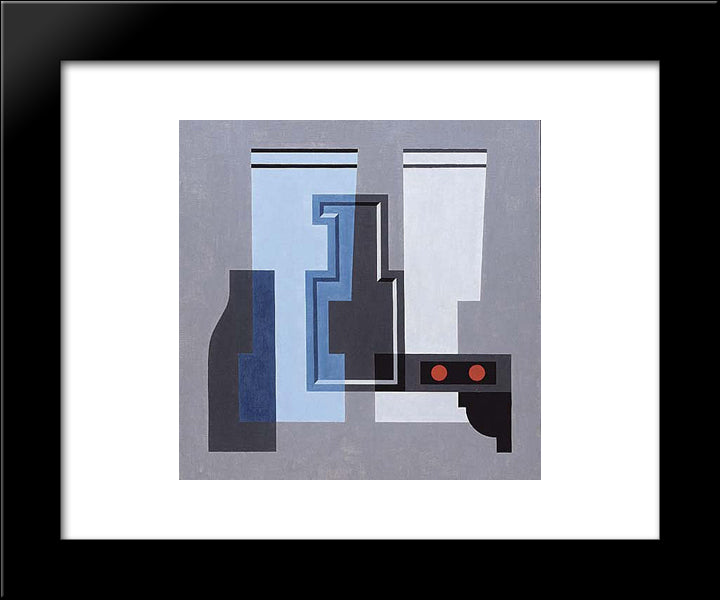Composition With Red Dots 20x24 Black Modern Wood Framed Art Print Poster by Carlsund, Otto Gustav