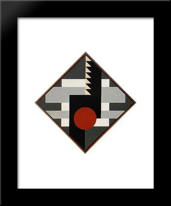 Diagonal Komposition For Tambur Ii 20x24 Black Modern Wood Framed Art Print Poster by Carlsund, Otto Gustav