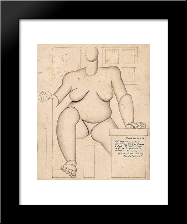 Sitting Cubist Woman 20x24 Black Modern Wood Framed Art Print Poster by Carlsund, Otto Gustav