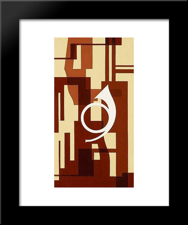 Wallpainting For Musicroom 20x24 Black Modern Wood Framed Art Print Poster by Carlsund, Otto Gustav