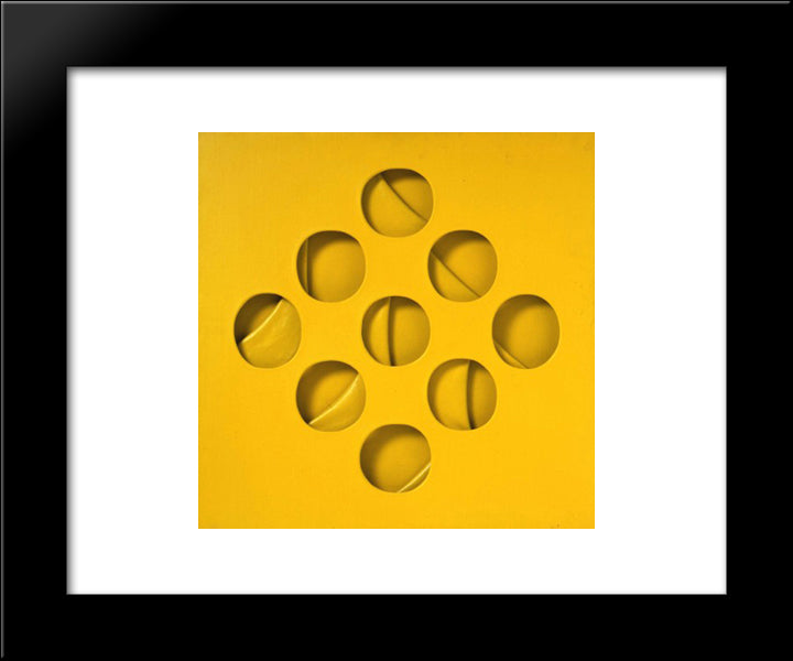 Intersuperficie Curva Gialla 20x24 Black Modern Wood Framed Art Print Poster by Scheggi, Paolo