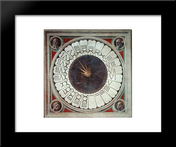 24 Hours Clock 20x24 Black Modern Wood Framed Art Print Poster by Uccello, Paolo