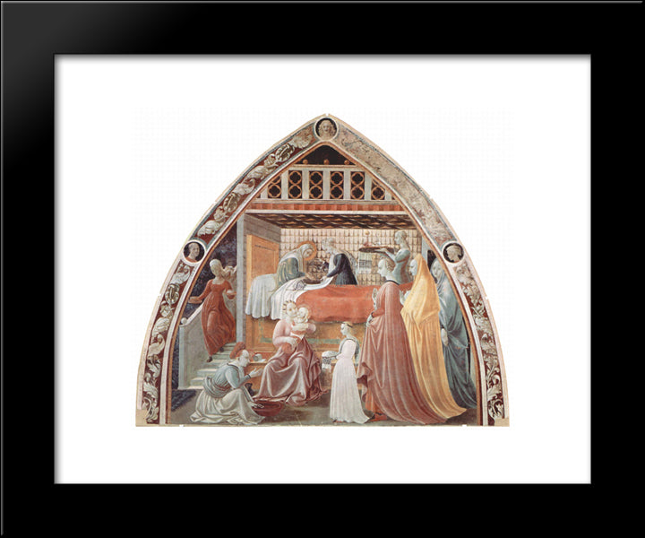 Maria Birth Scene 20x24 Black Modern Wood Framed Art Print Poster by Uccello, Paolo